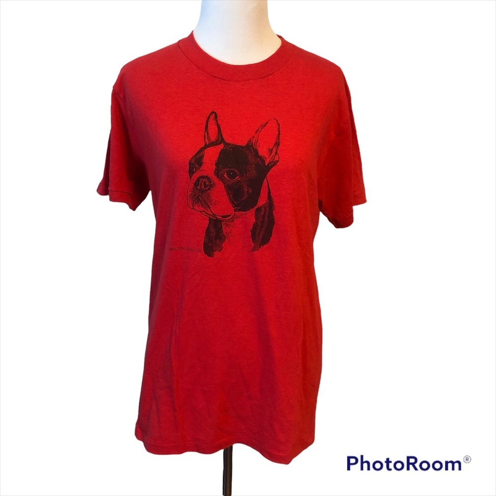 Vintage CHED By Anvil Single Stitch Boston Terrier Dog Shirt